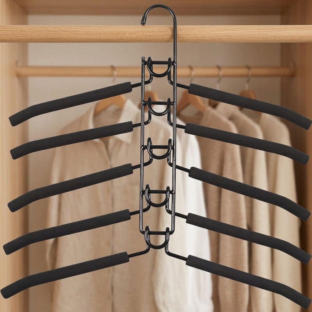 Sustainable Living Spaces - 5-in-1 Platzsparender Faltbarer Hosenhalter Glänzender Nachhaltiger