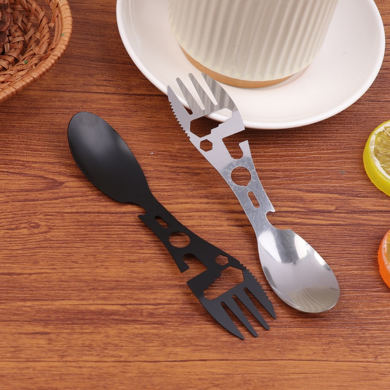 Bamboo Cutlery Travel - 1/5-teiliges 10-in-1 Camping-Besteckset aus Edelstahl -